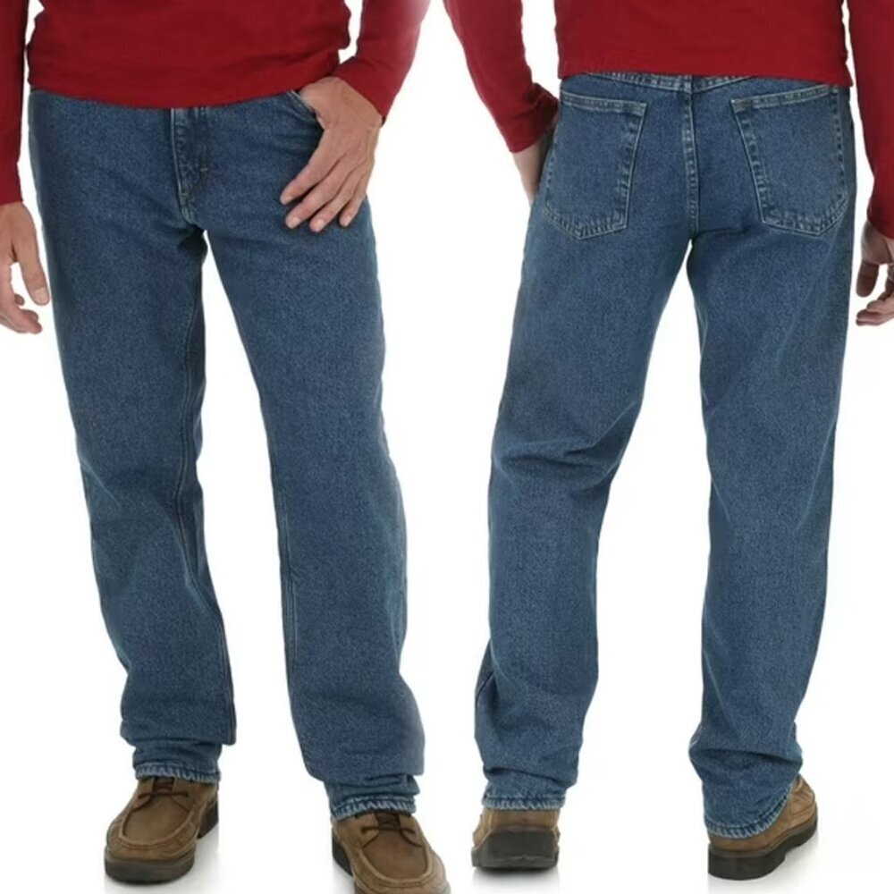 Wrangler Men's Fleece Lined Denim Midstone Relaxed Fit Jeans - Size 38 x 30 -NWT